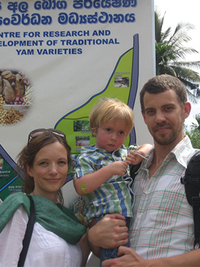Visitors welcomed by community members on an eco-tourism trail