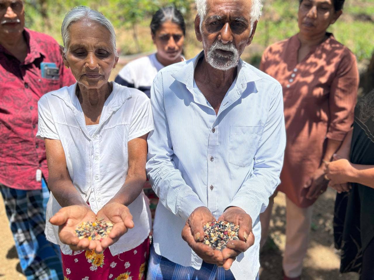 Community members working in the field