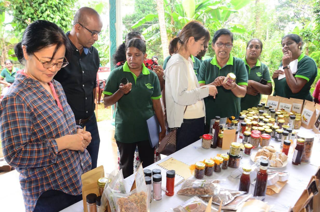 Community members presenting Wild Roots herbal products
